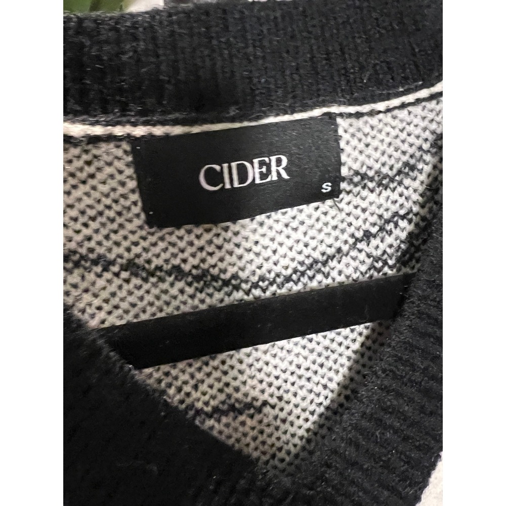 Cider Women Black White Cat Print Sweater Vest V-Neck Sleeveless Knit Top Small - Picture 2 of 4